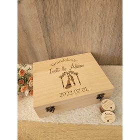   Nászajándék - Boldog házasság kellékei doboz pénzátadó szalagokkal